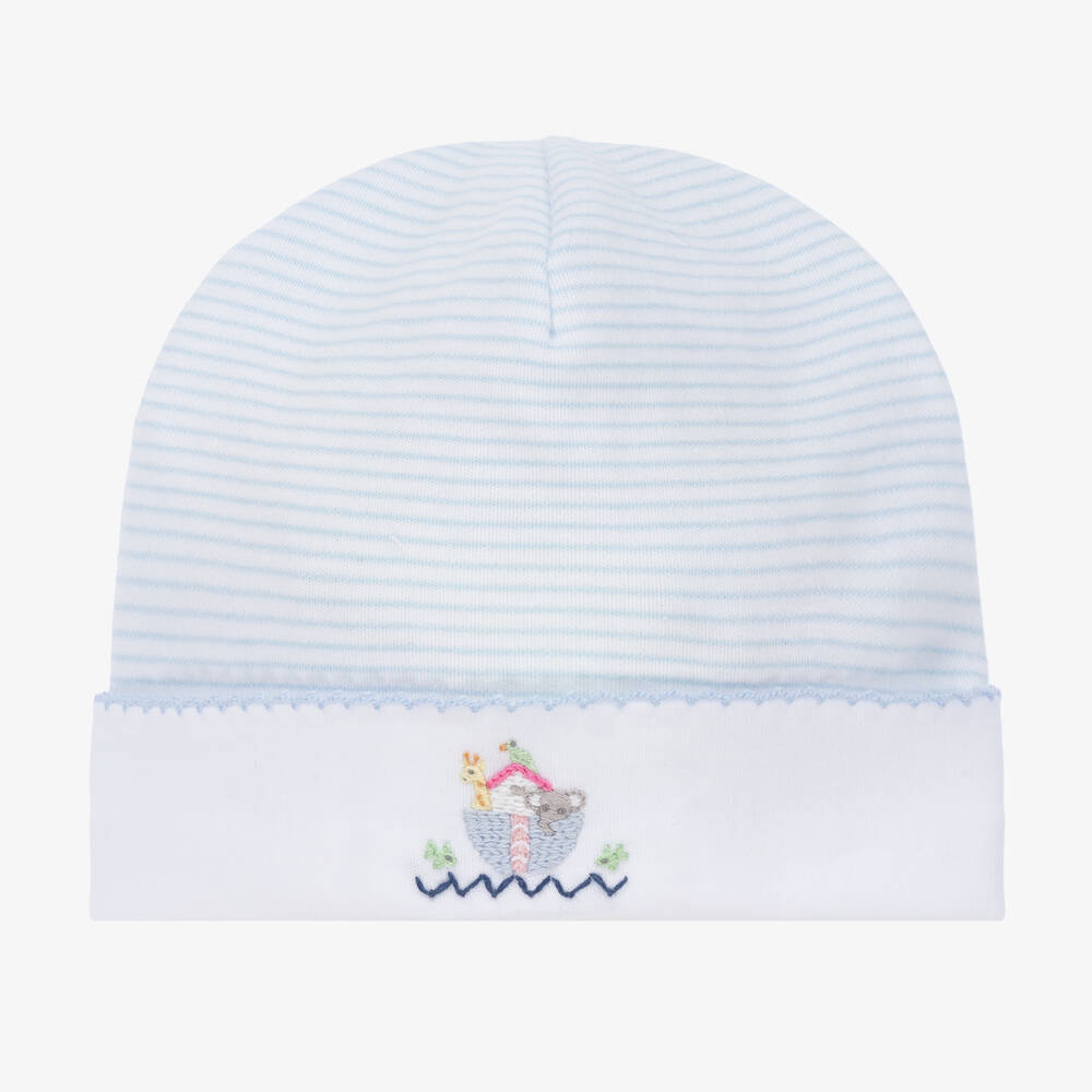 Mini-la-Mode - قبعة قطن بيما لون أبيض وأزرق للأطفال | Childrensalon