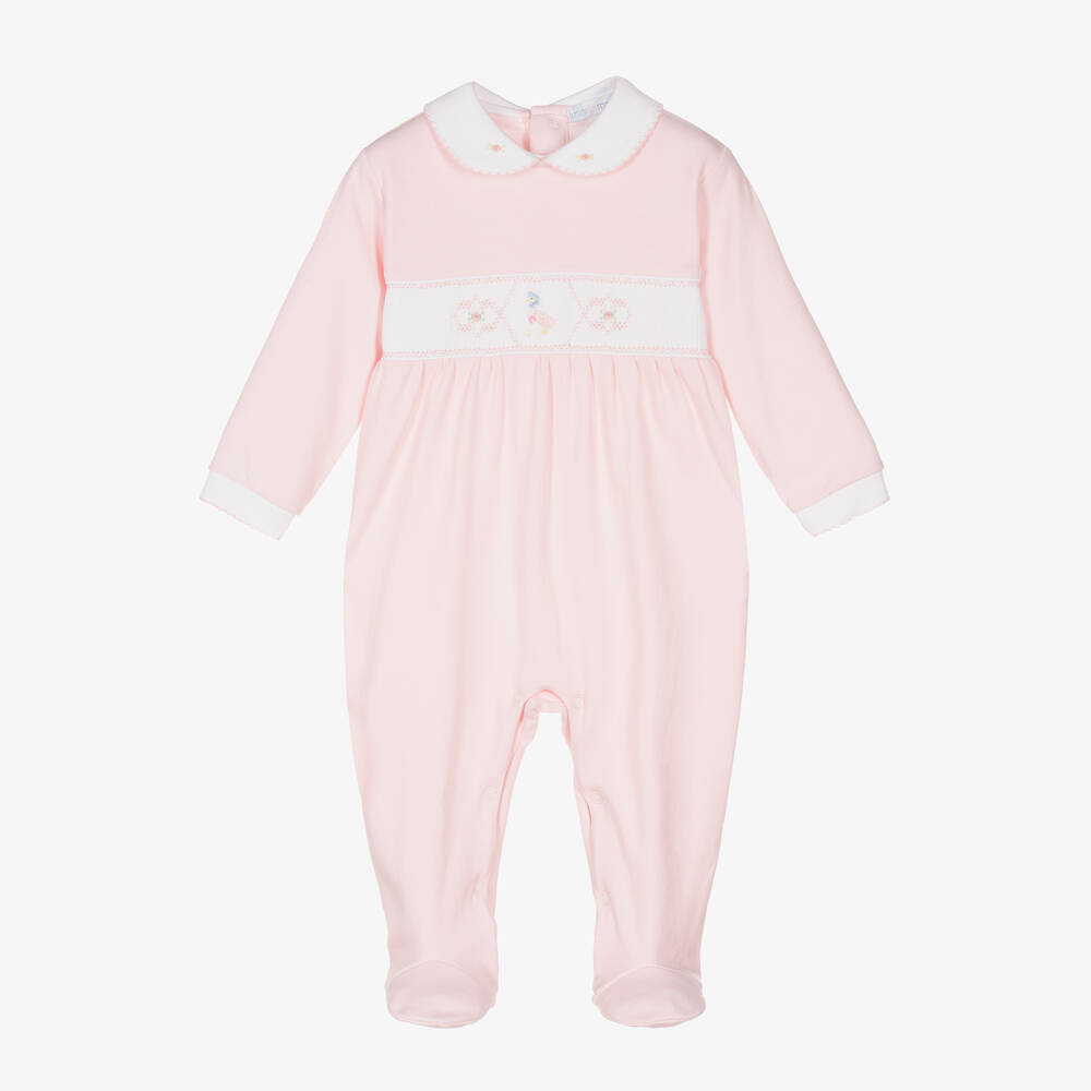 Mini-La-Mode - Girls Pink Peter Rabbit & Co Babygrow | Childrensalon