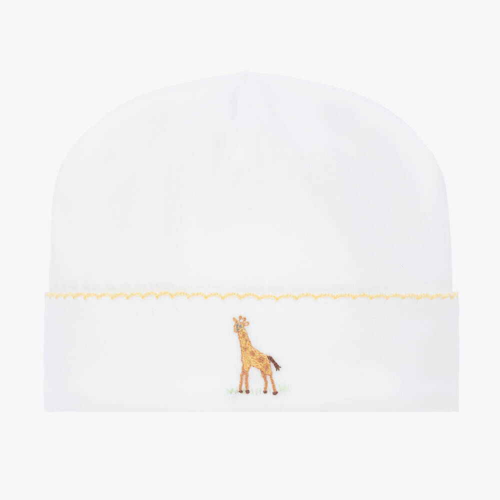 Mini-la-Mode - Bonnet blanc en coton girafe | Childrensalon