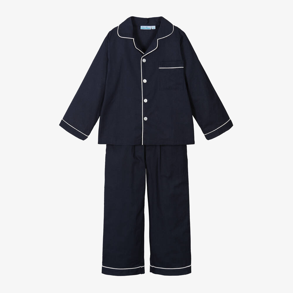 Mini Lunn - Boys Navy Blue Cotton Pyjamas | Childrensalon