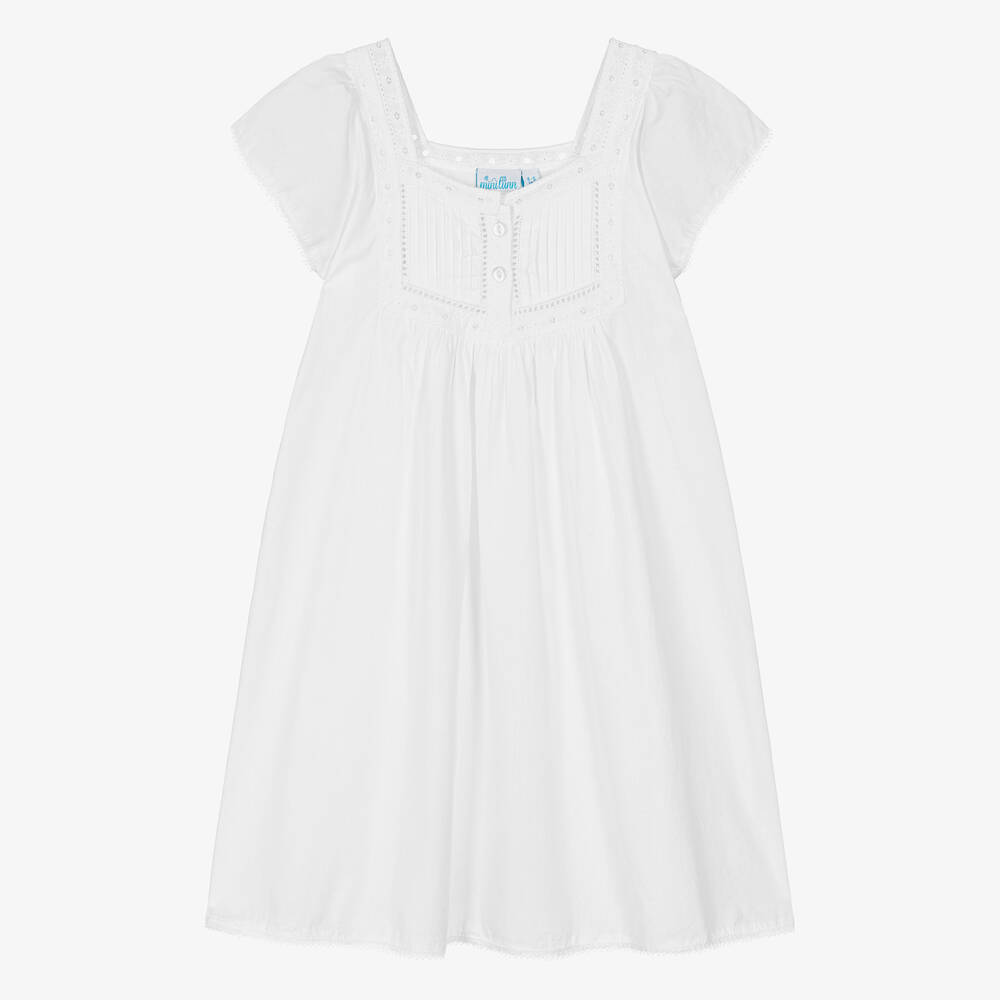Mini Lunn - Chemise de nuit blanche en coton Fille | Childrensalon