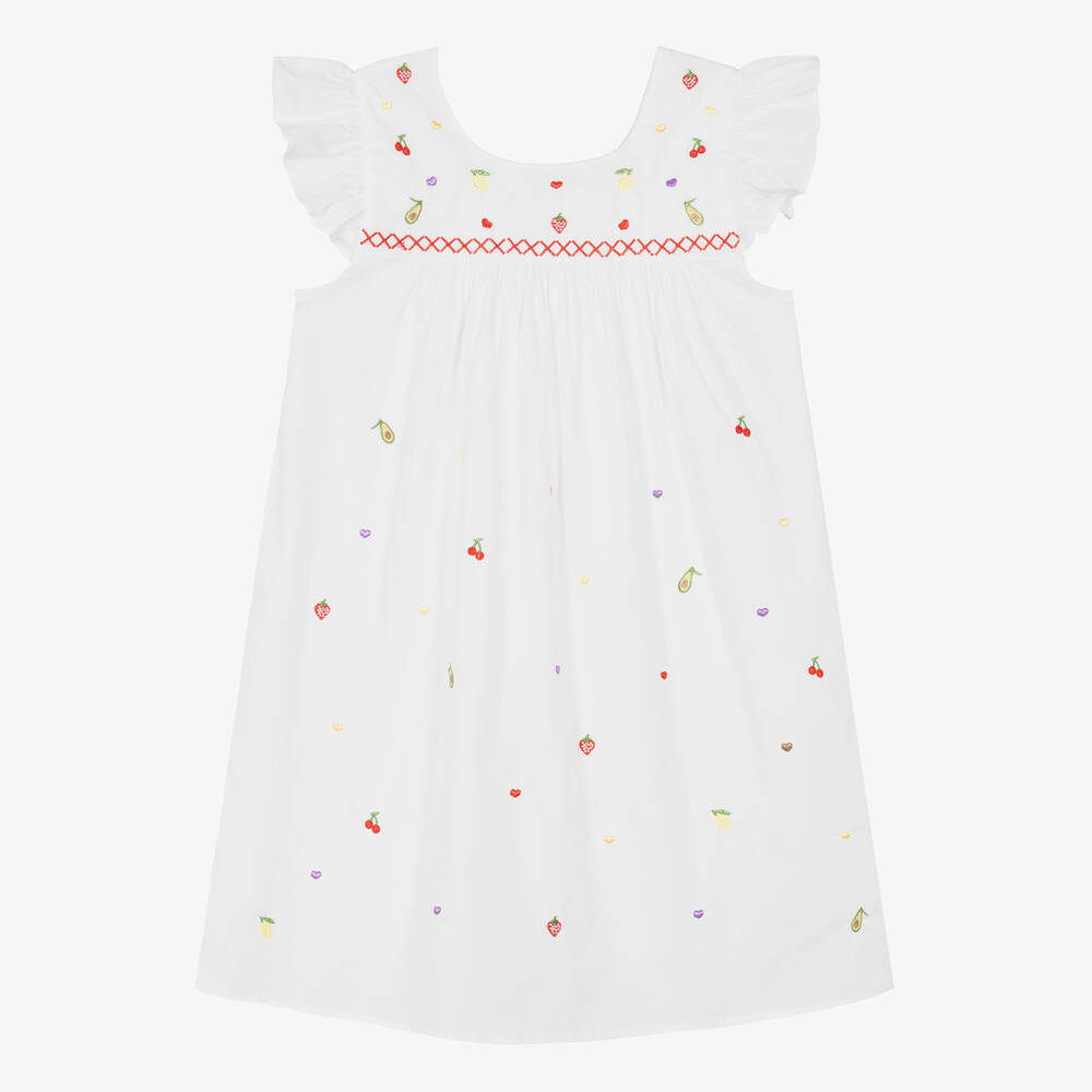 Mini Lunn - Girls White Cotton Nightdress | Childrensalon