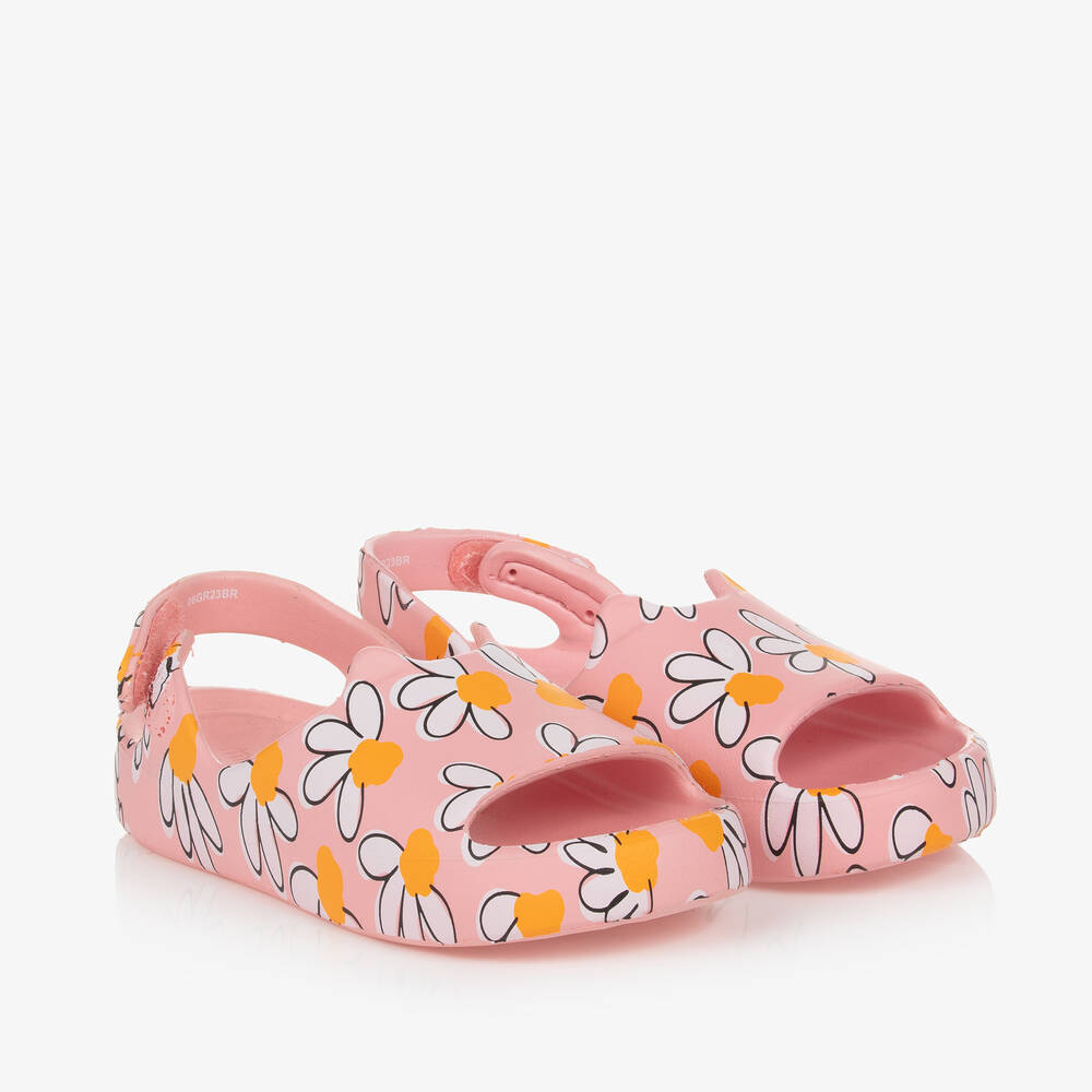 Mini Melissa - Girls Pink Daisy Print Sandals | Childrensalon