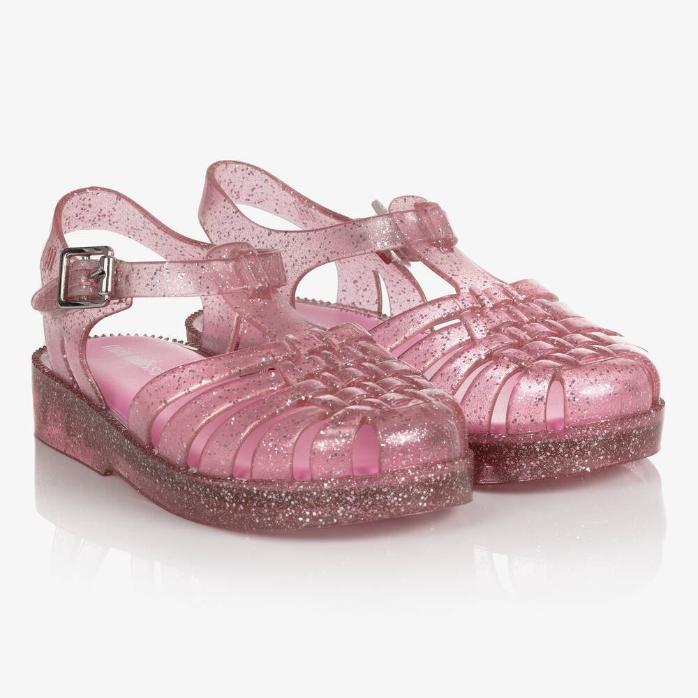 American Girl WellieWishers Pink Glitter Jelly Sandals girls Size 1 Wellie  | eBay