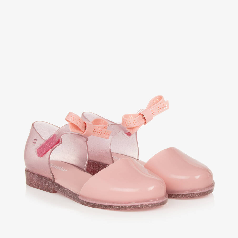 Shop Mini Melissa Girls Pink Glitter Jelly Shoes