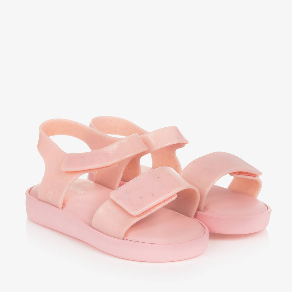 Mini Melissa - Girls Pink Glitter Sandals | Childrensalon