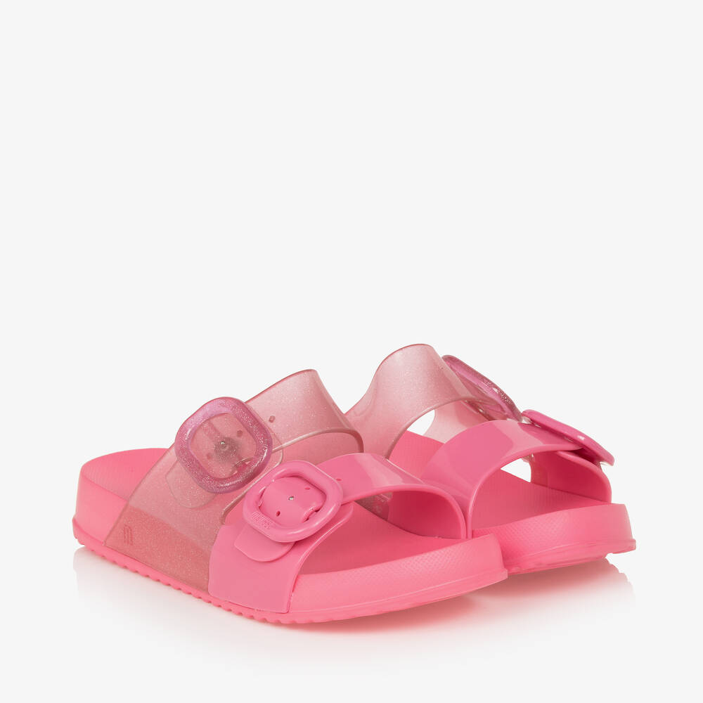 Mini Melissa - Girls Pink Glitter Sliders | Childrensalon