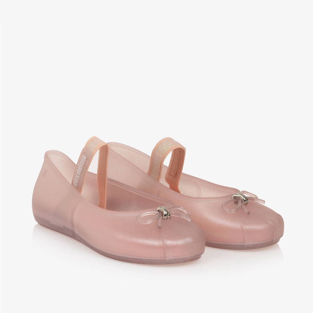 Mini Melissa -  حذاء بمب جيلي لون زهري براق للبنات | Childrensalon