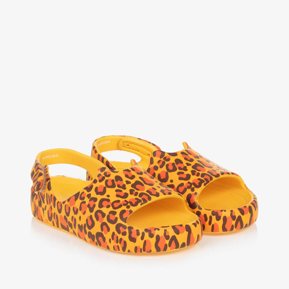 Mini Melissa - Girls Yellow Leopard Print Sandals | Childrensalon