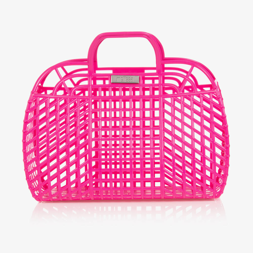 Mini Melissa Girls Pink Jelly Basket Bag (39cm) In Gray