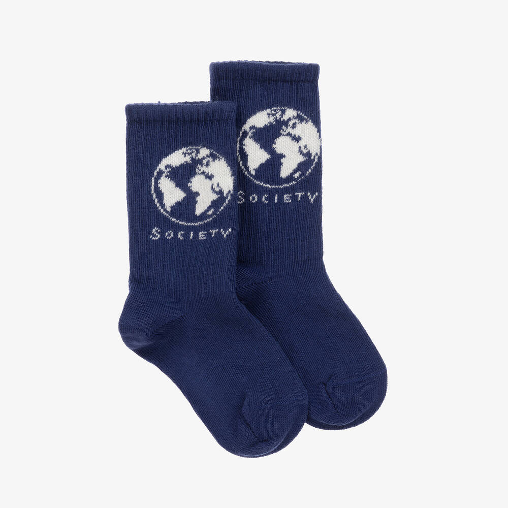 Mini Rodini - Blue Organic Cotton Society Socks | Childrensalon