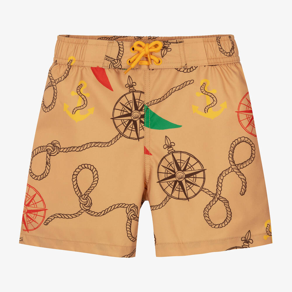 Mini Rodini - Boys Beige Nautical Swim Shorts | Childrensalon