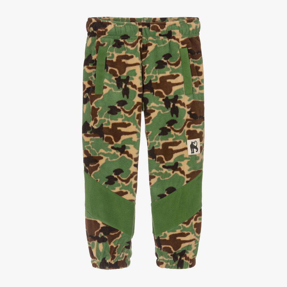 Mini Rodini - Boys Green Camouflage Fleece Joggers | Childrensalon