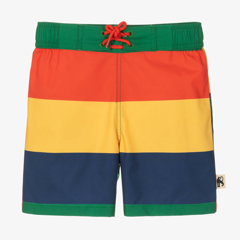Mini Rodini - Boys Red & Yellow Swim Shorts | Childrensalon