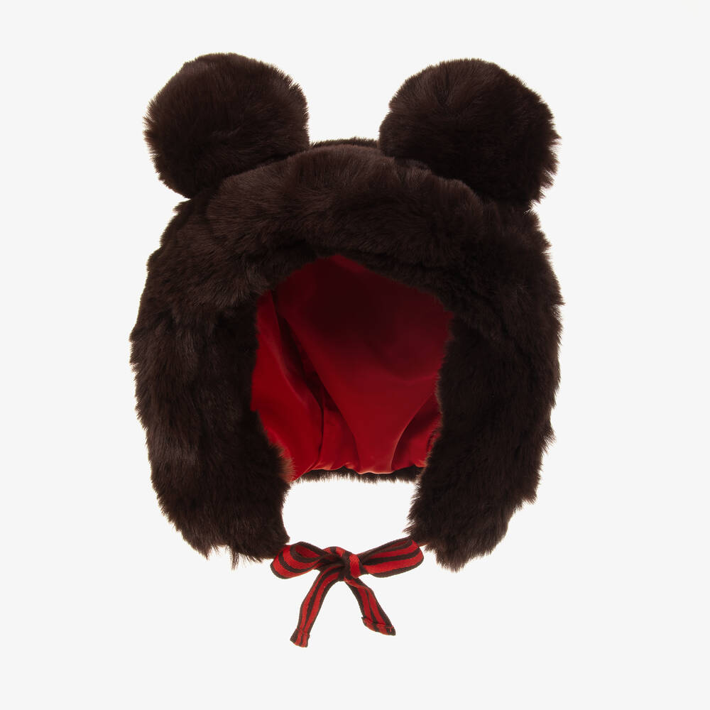 Mini Rodini - Brown Faux Fur Teddy Hat | Childrensalon