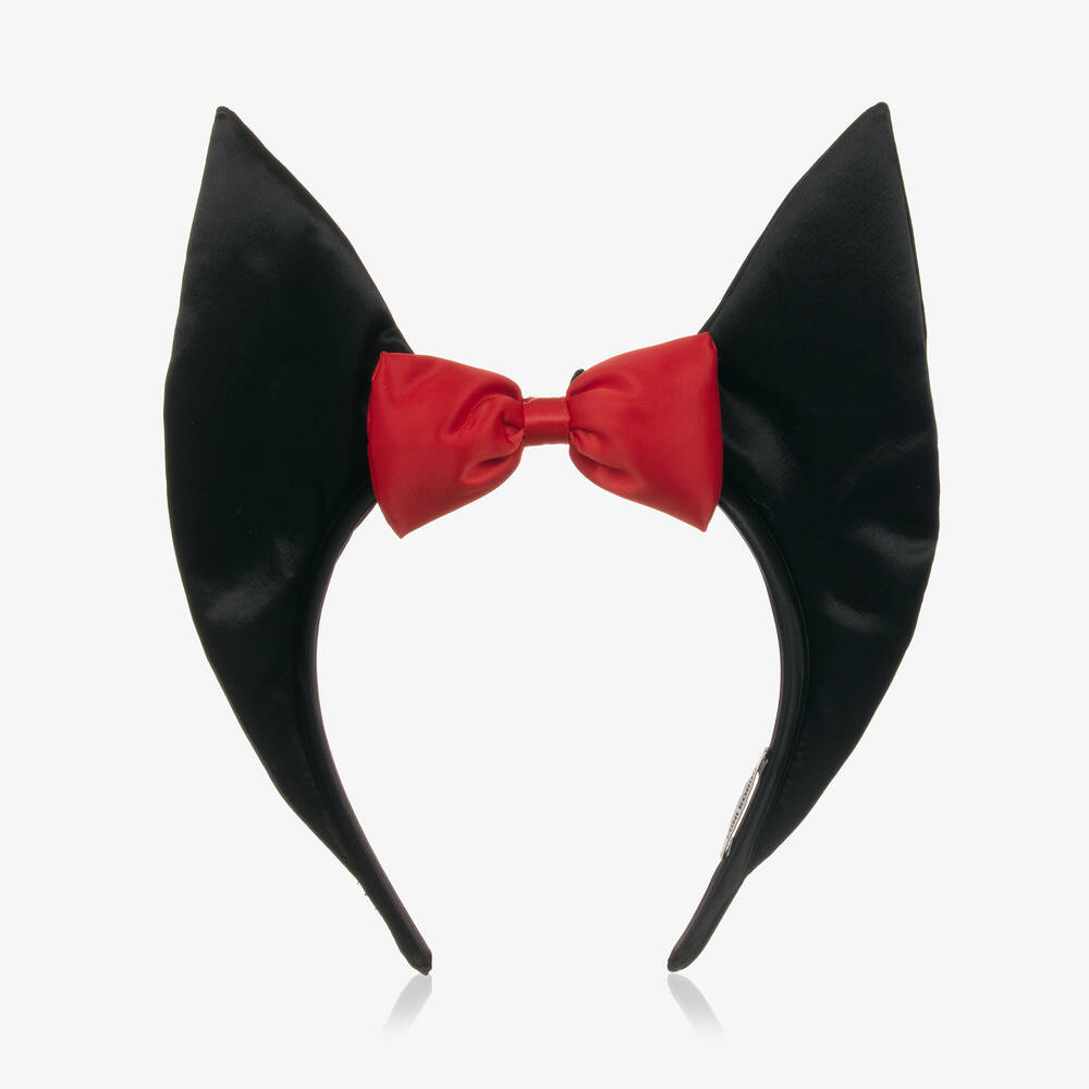 Mini Rodini - Girls Black Bat Ears Hairband | Childrensalon