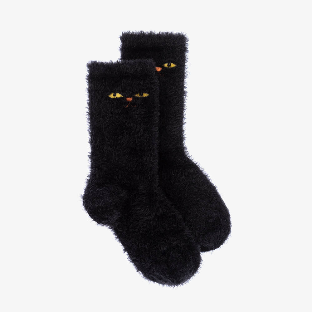 Cedar Paddle Soft Cat Socks (Black)