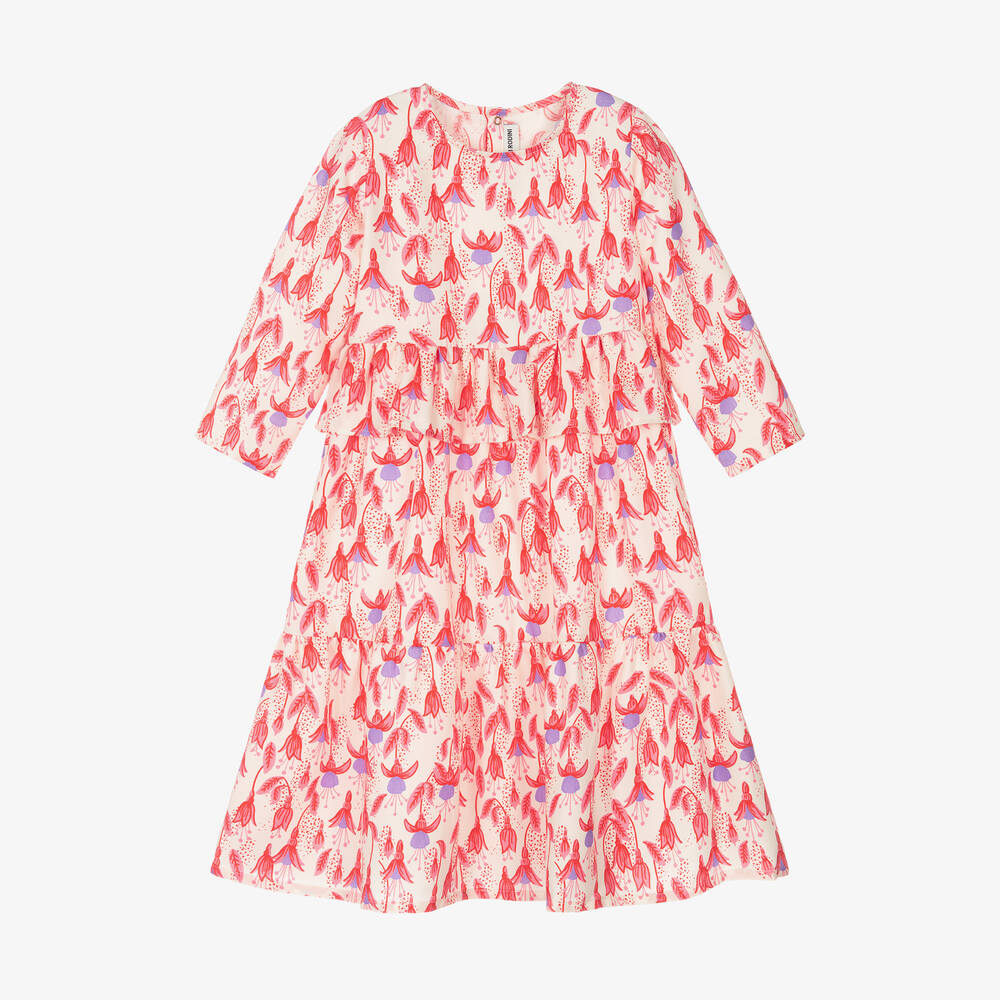 Mini Rodini - Girls Pink Floral Print Lyocell Dress | Childrensalon