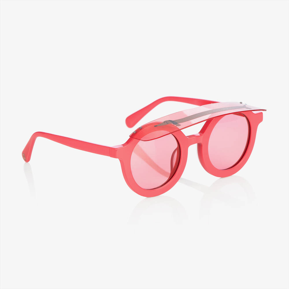 Mini Rodini - Girls Pink Round Visor Sunglasses | Childrensalon