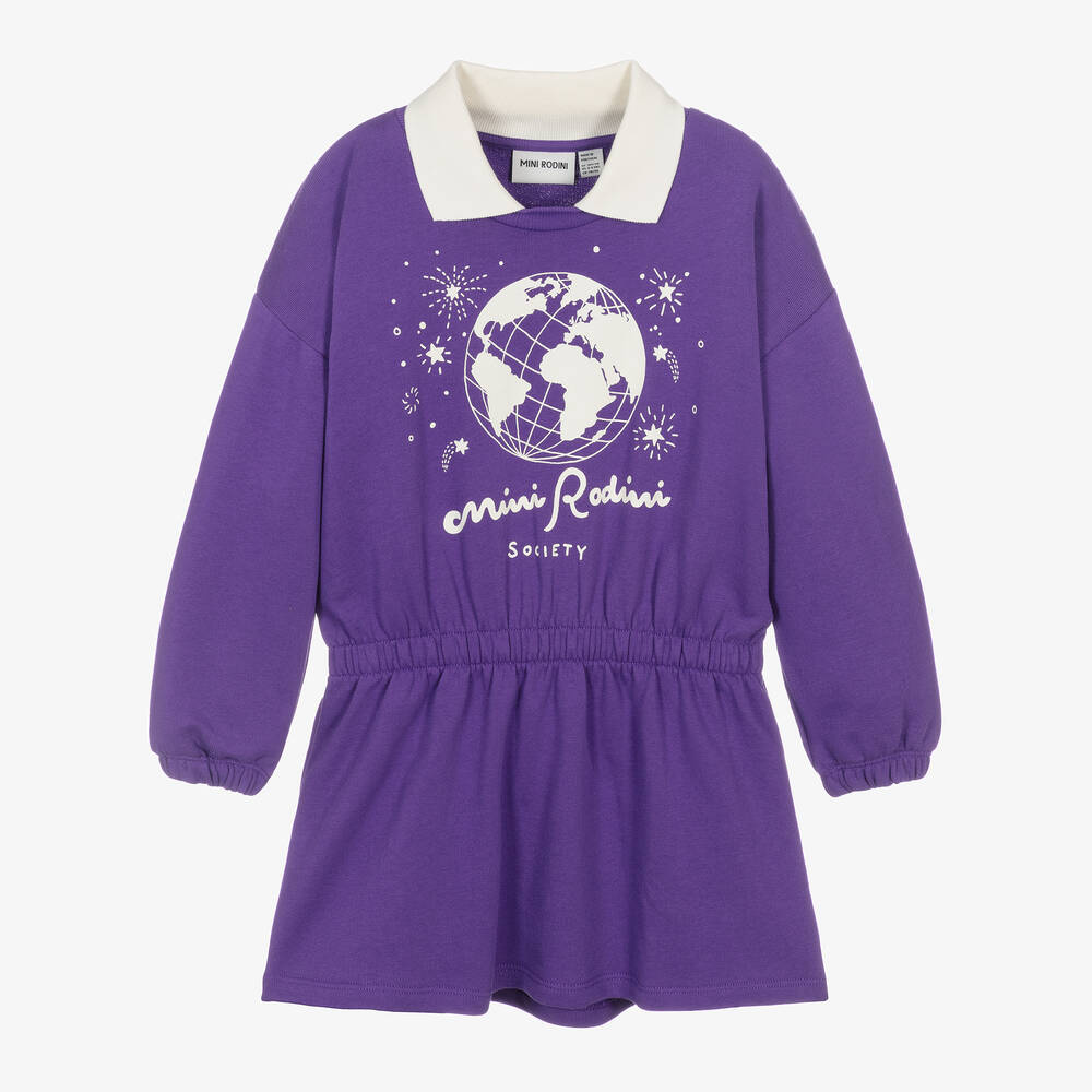 Mini Rodini - Girls Purple Organic Cotton Dress | Childrensalon