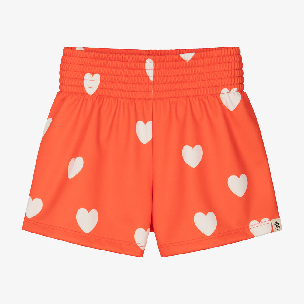 Shop Mini Rodini Girls Red Love Heart Shorts