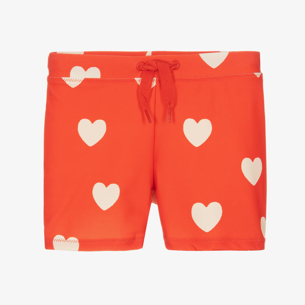 Mini Rodini - Girls Red Swim Shorts (UPF50+) | Childrensalon