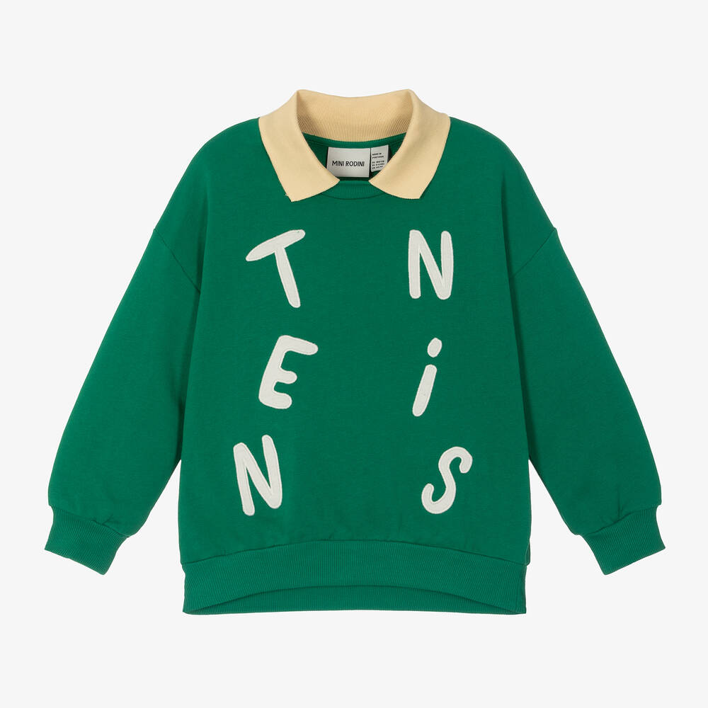 Mini Rodini - Green Organic Cotton Tennis Sweatshirt | Childrensalon