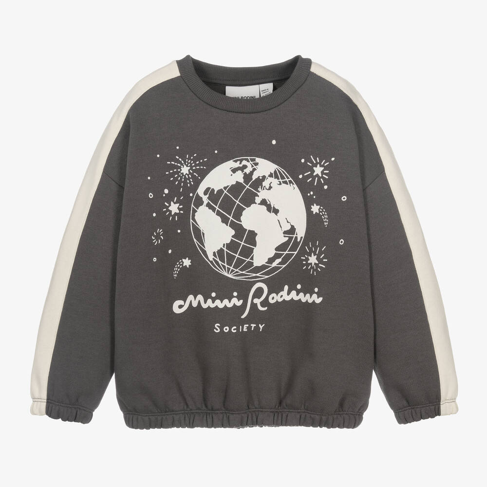 Mini Rodini - Grey Graphic Organic Cotton Sweatshirt | Childrensalon