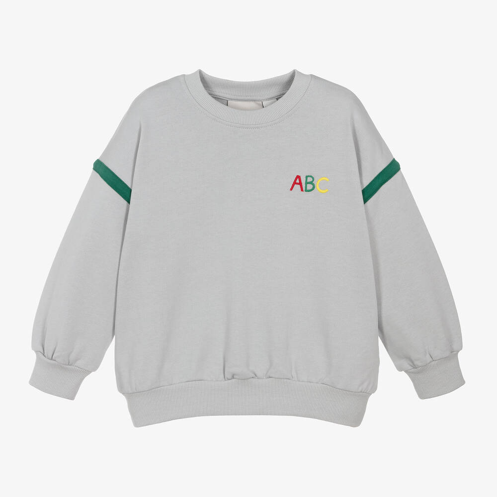 Mini Rodini - Grey Organic Cotton ABC Sweatshirt  | Childrensalon