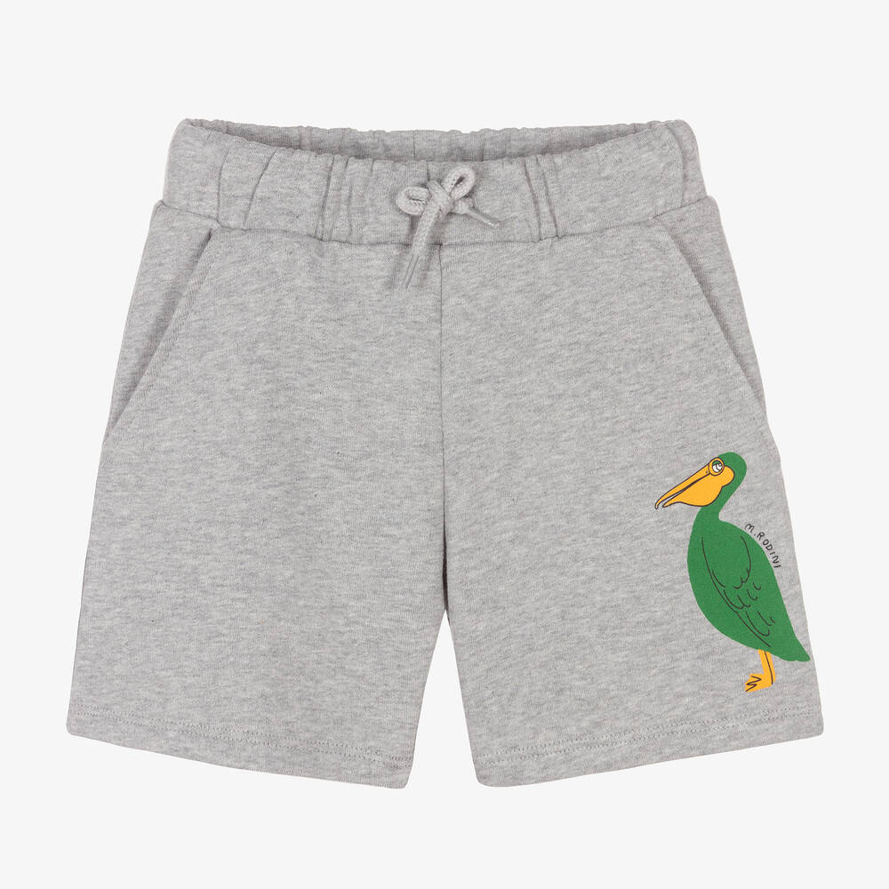 Mini Rodini - Grey Organic Cotton Pelican Shorts | Childrensalon