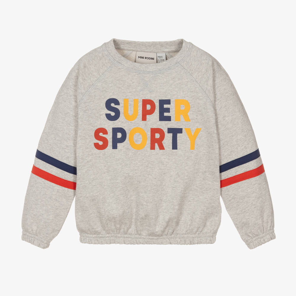 Mini Rodini - Grey Organic Cotton Sporty Sweatshirt | Childrensalon