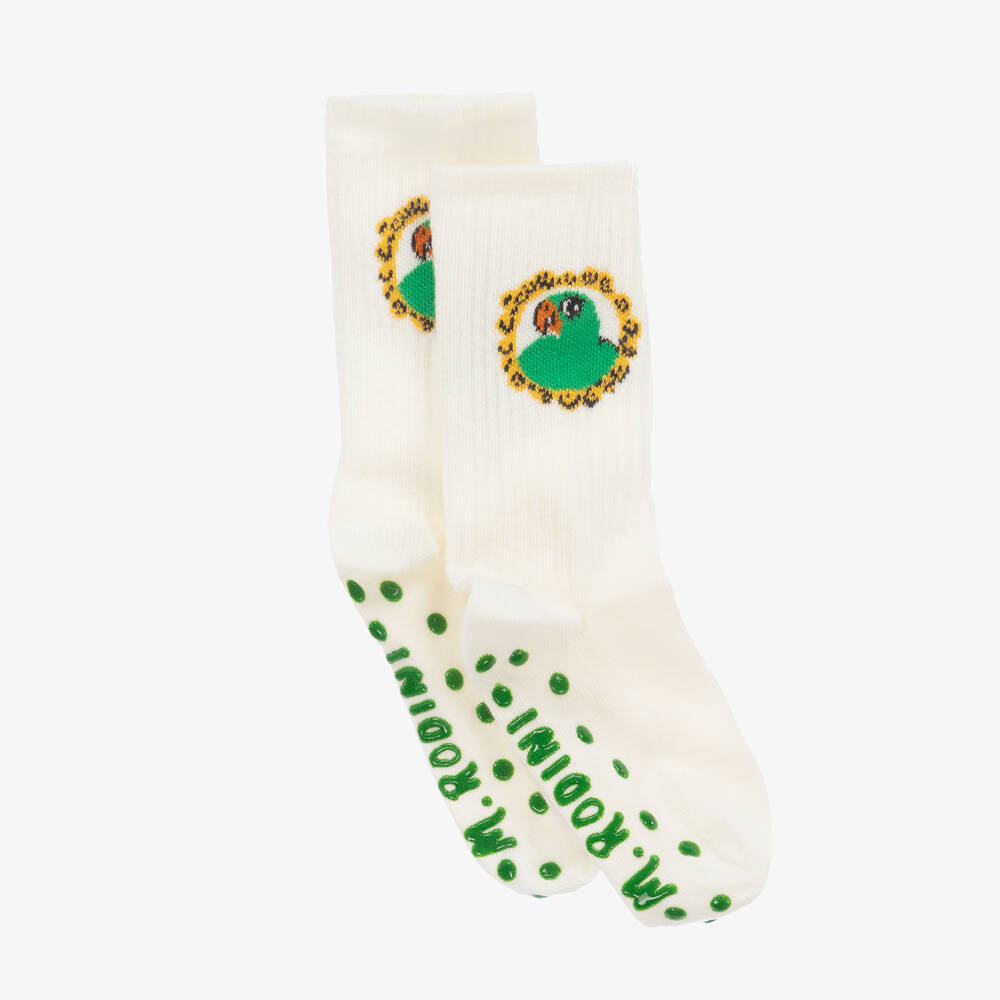 Shop Mini Rodini Ivory Cotton Anti-slip Socks