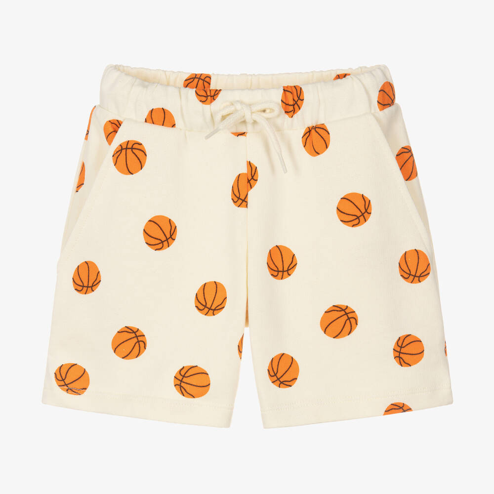 Mini Rodini - Ivory Organic Cotton Basketball Shorts | Childrensalon
