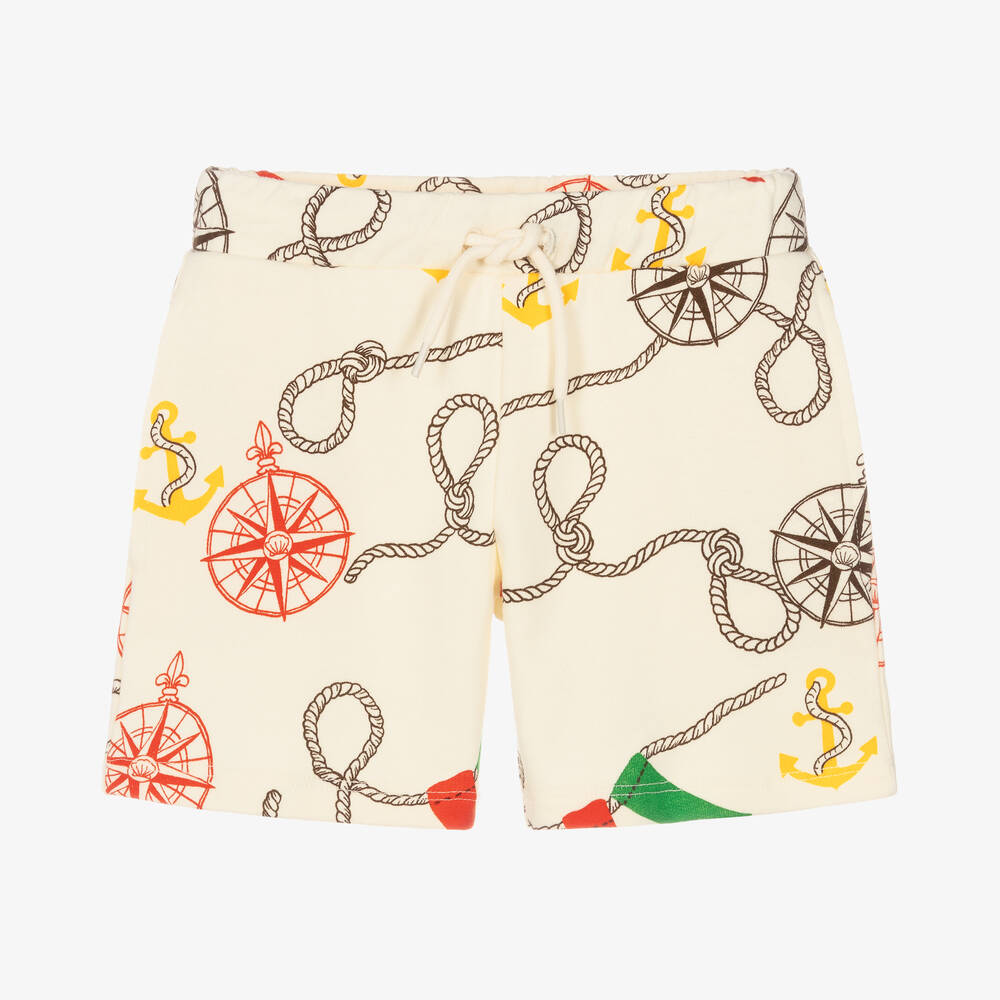 Mini Rodini - Ivory Organic Cotton Nautical Shorts | Childrensalon