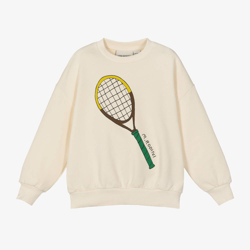 Shop Mini Rodini Ivory Organic Cotton Tennis Sweatshirt