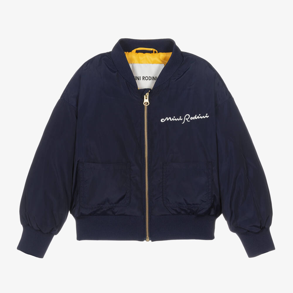 Mini Rodini - Navy Blue Globe Bomber Jacket | Childrensalon