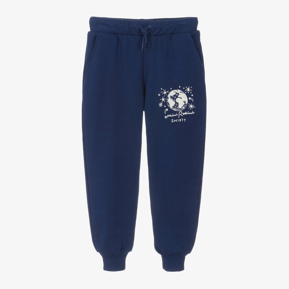 Mini Rodini - Navy Blue Organic Cotton Joggers | Childrensalon