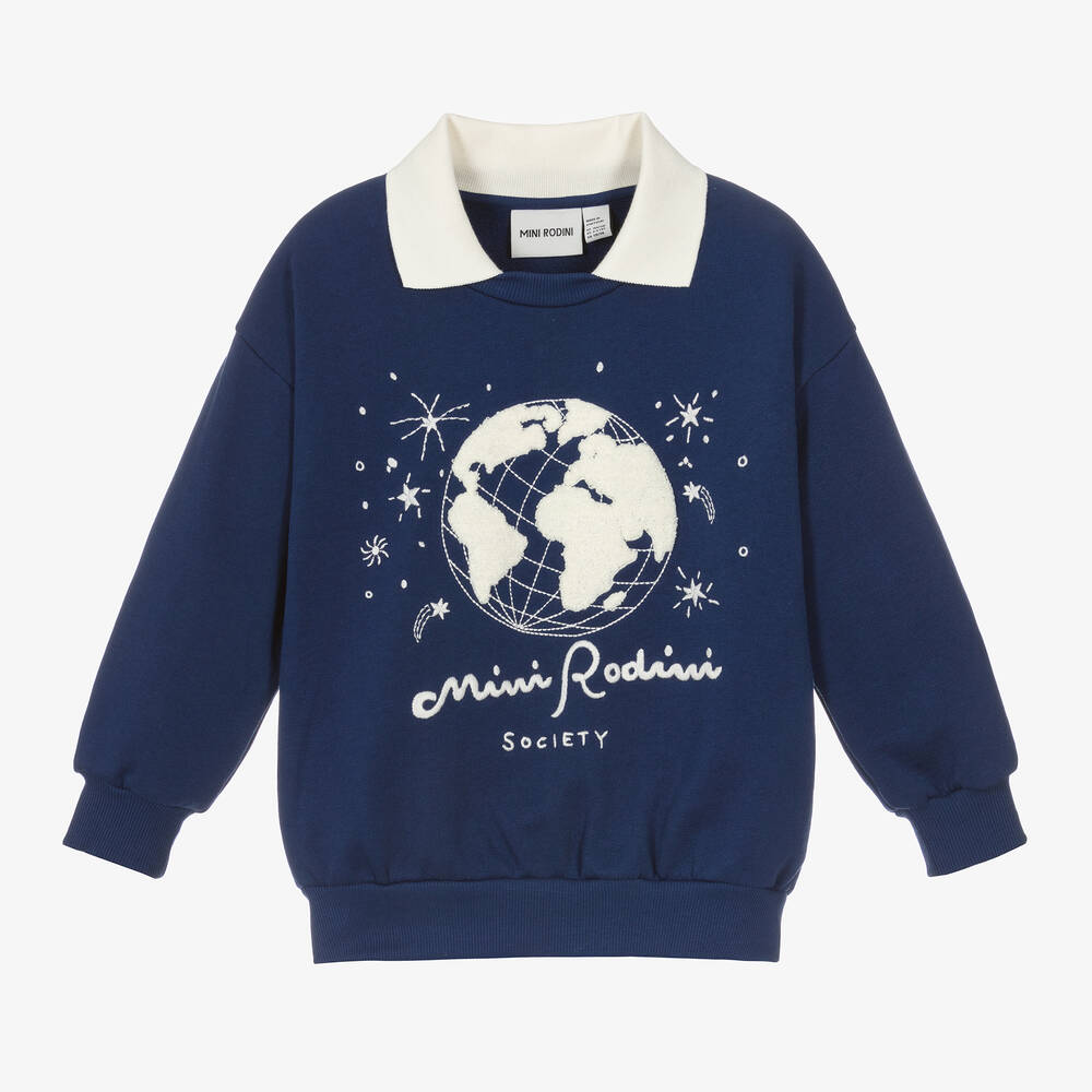 Mini Rodini - Navy Blue Organic Cotton Sweatshirt | Childrensalon