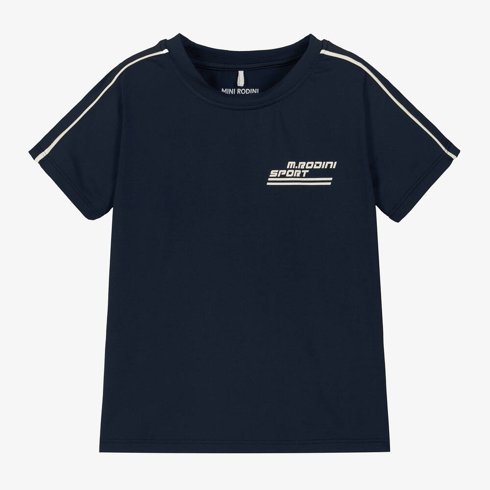 Mini Rodini - Navy Blue Quick Dry Sports T-Shirt | Childrensalon