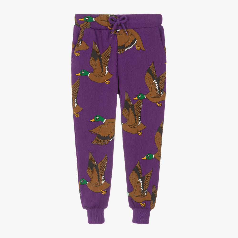 Mini Rodini - Purple Organic Cotton Duck Print Joggers | Childrensalon