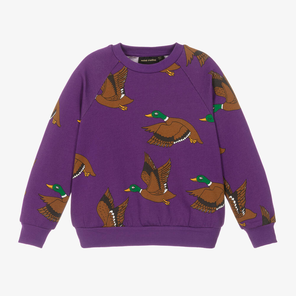 Mini Rodini - Purple Organic Cotton Duck Print Sweatshirt | Childrensalon