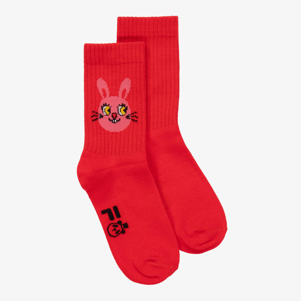 Mini Rodini - Red FILA Rabbit Cotton Socks  | Childrensalon