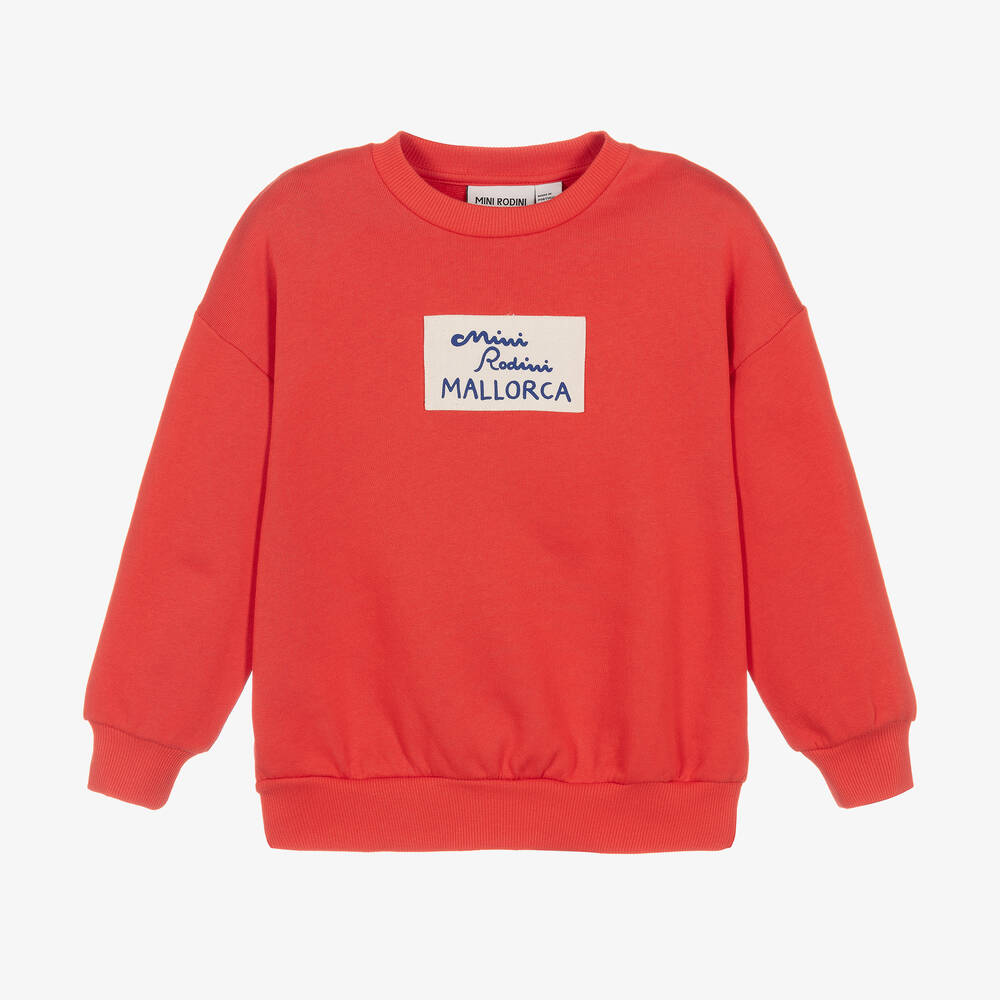 Shop Mini Rodini Red Organic Cotton Patch Sweatshirt