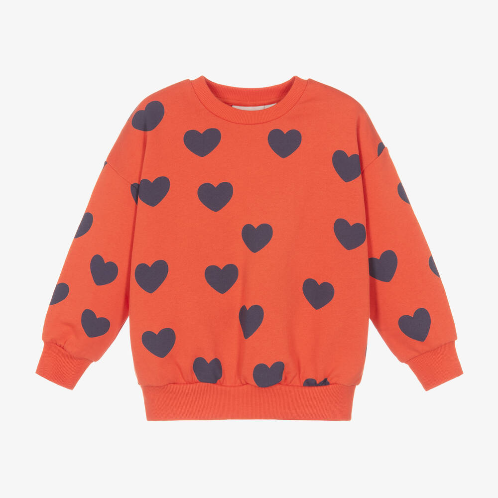 Mini Rodini - Red & Purple Heart Print Cotton Sweatshirt | Childrensalon