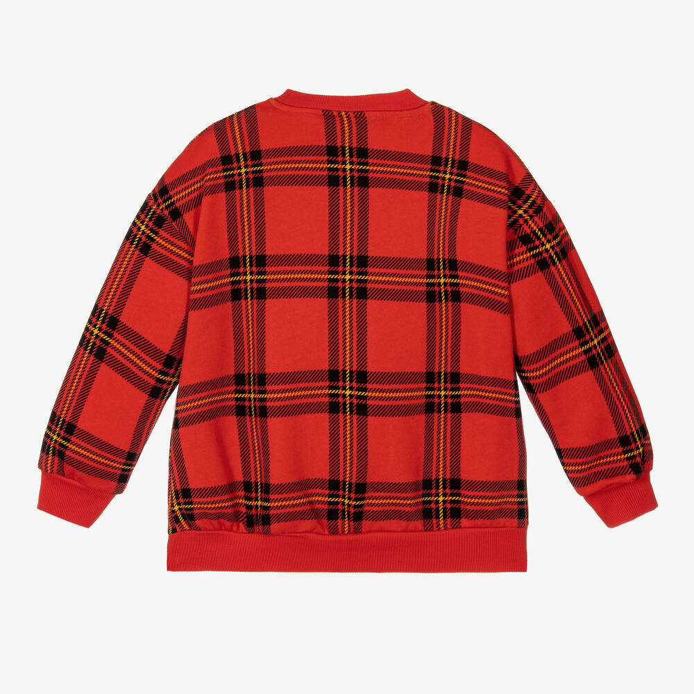Mini Rodini - Red Tartan Cotton Sweatshirt | Childrensalon