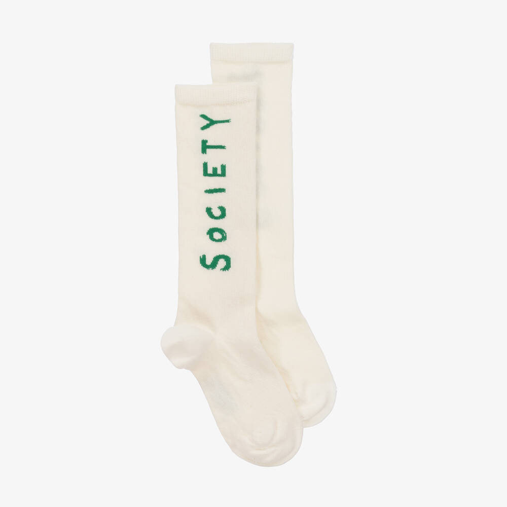 Mini Rodini - White Organic Cotton Society Socks | Childrensalon