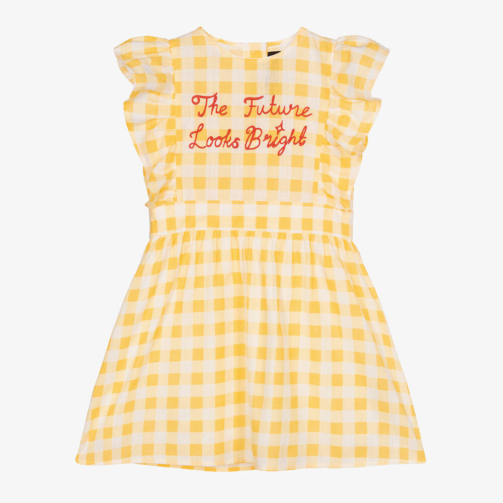 Mini Rodini Yellow Gingham Cotton Dress Childrensalon