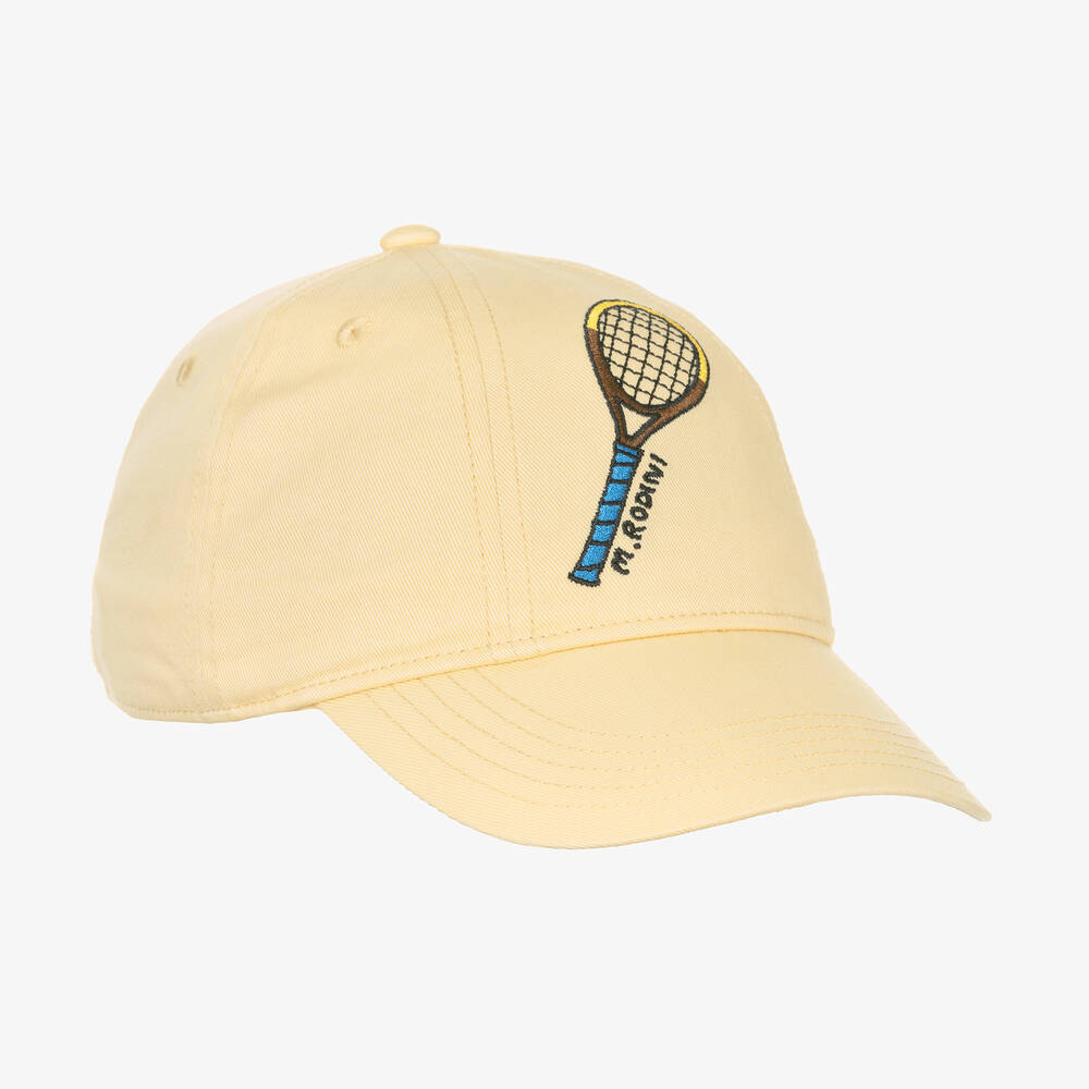 Shop Mini Rodini Yellow Organic Cotton Tennis Cap