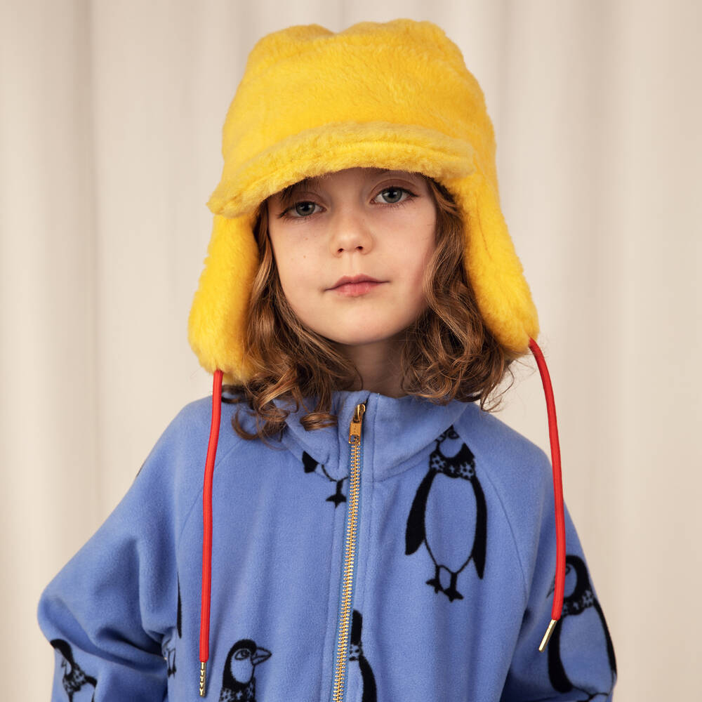 Mini Rodini - Yellow & Red Faux Fur Trapper Hat | Childrensalon