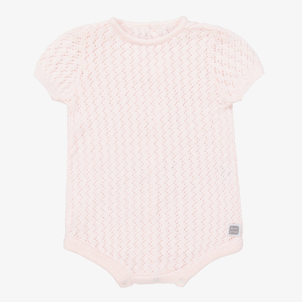 Minutus - Combishort rose en maille de coton bébé fille | Childrensalon